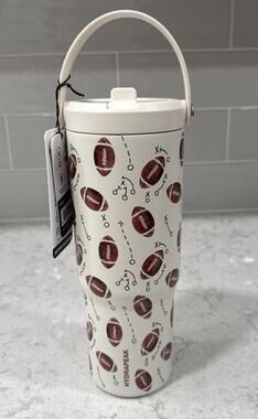 FOOTBALL Hydrapeak water bottle FLIP TOP Tumbler Stainless steel 32oz w/ Handle